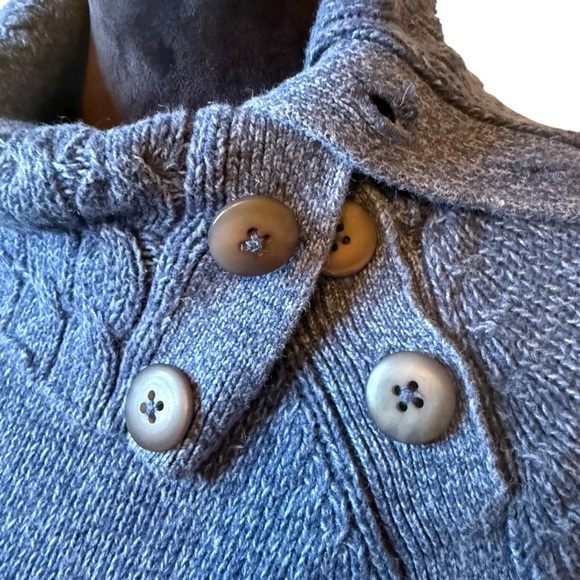 Woolrich | Heather Blue Split Button Cowl Neck Sweater | Sz S - Picture 2 of 9